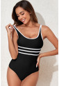 Black Contrast Trim One Piece Swimwear