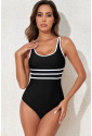 Black Contrast Trim One Piece Swimwear