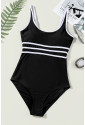 Black Contrast Trim One Piece Swimwear