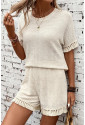 Summer knitted set with tassels - top and shorts