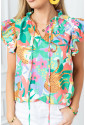 Frills Ruffle Jungle print Summer Floral Blouse