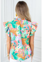 Frills Ruffle Jungle print Summer Floral Blouse