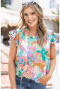 Frills Ruffle Jungle print Summer Floral Blouse