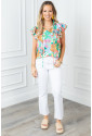 Frills Ruffle Jungle print Summer Floral Blouse