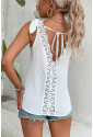 White Lace Backless V Neck Tank Top