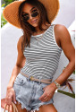 Striped Ribbed Knit Sleeveless Top