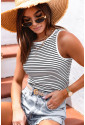 Striped Ribbed Knit Sleeveless Top