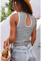 Striped Ribbed Knit Sleeveless Top