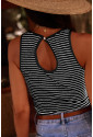 Striped Ribbed Knit Sleeveless Top