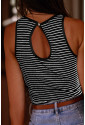 Striped Ribbed Knit Sleeveless Top