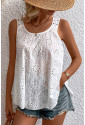 White Eyelet Embroidery Tank Top