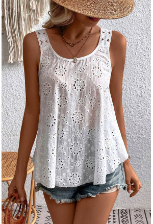 White Eyelet Embroidery Tank Top