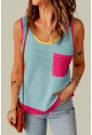 Color Block Breathable Knit Tank Top