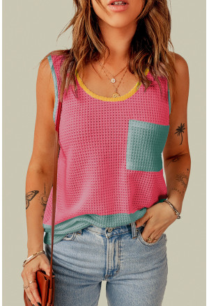 Color Block Breathable Knit Tank Top