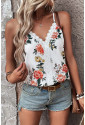 White Floral Lace V Neck Tank Top