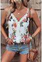 White Floral Lace V Neck Tank Top