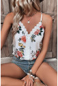 White Floral Lace V Neck Tank Top