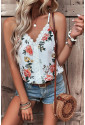 White Floral Lace V Neck Tank Top