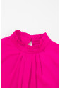 Pleated Mock Neck Frilled Trim Sleeveless Top