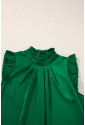 Pleated Mock Neck Frilled Trim Sleeveless Top