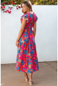 Boho Floral V Neck Ruffle Long Dress