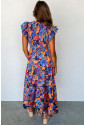 Boho Floral V Neck Ruffle Long Dress