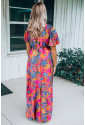 Boho Floral wrap Neck Ruffle Long Dress