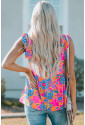 Boho Pattern Print Flounce V Neck Tank Top