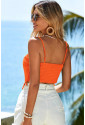 Orange Textured Tassels Cropped Top