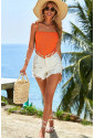 Orange Textured Tassels Cropped Top