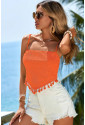 Orange Textured Tassels Cropped Top