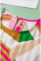 Multicolour Geometric Printed Pleated Shift Top