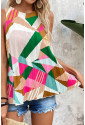 Multicolour Geometric Printed Pleated Shift Top