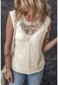 Apricot Guipure Lace Crochet Tank Top