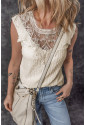 Apricot Guipure Lace Crochet Tank Top