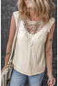 Apricot Guipure Lace Crochet Tank Top