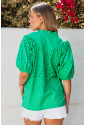 Madeira Embroidered Puff Sleeve Blouse