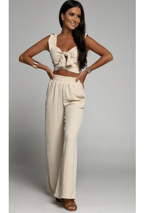 Perfect summer beige women complet top and pants
