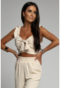 Perfect summer beige women complet top and pants