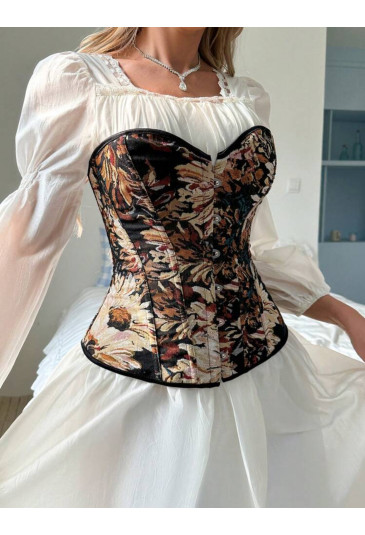 Interesting Floral Tapestry Vintage Corset