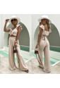 Perfect summer beige women complet top and pants