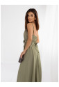 Khaki maxi dress with rose belt