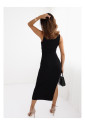 Black textured maxi dress with split