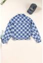 Checkered Patchwork Denim Jacket