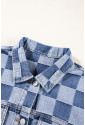 Checkered Patchwork Denim Jacket