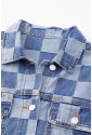 Checkered Patchwork Denim Jacket