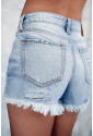 Distressed Ripped Raw Hem High Waist Denim Shorts