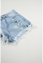 Distressed Ripped Raw Hem High Waist Denim Shorts