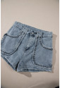 Dusk Blue Studded Acid Wash Jean Shorts