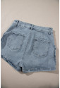 Dusk Blue Studded Acid Wash Jean Shorts